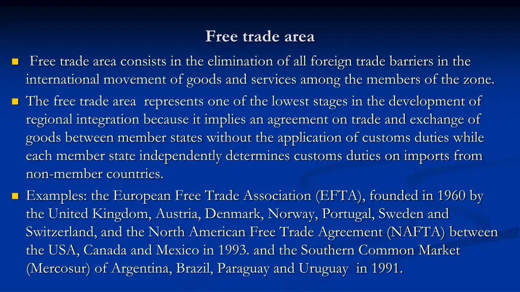 free trade area