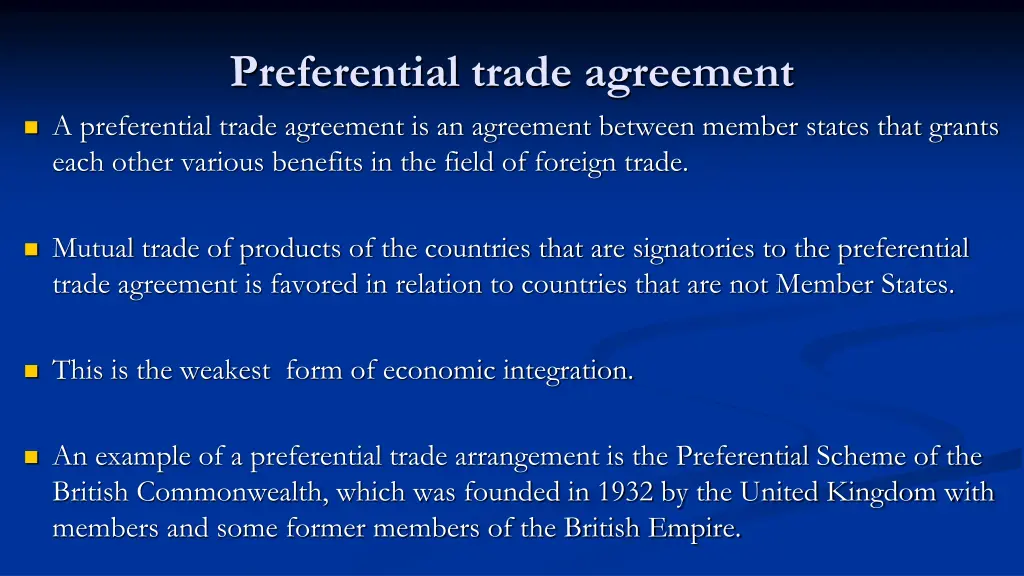 preferential trade agreement