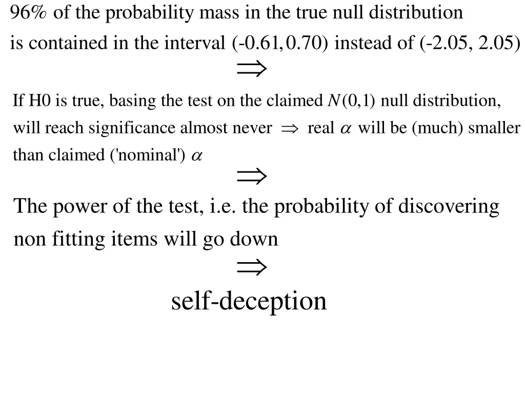 96 of the probability mass in the true null