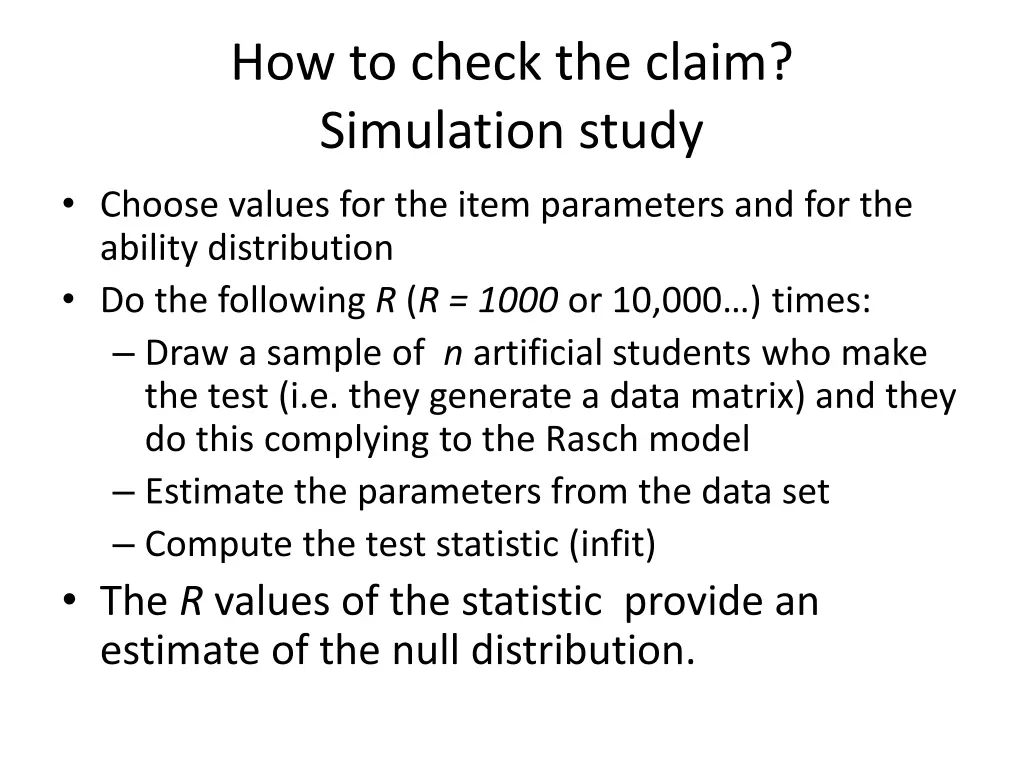 how to check the claim simulation study choose