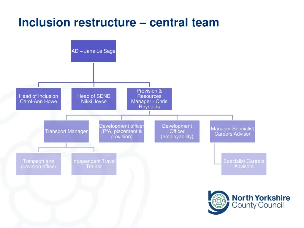 inclusion restructure central team