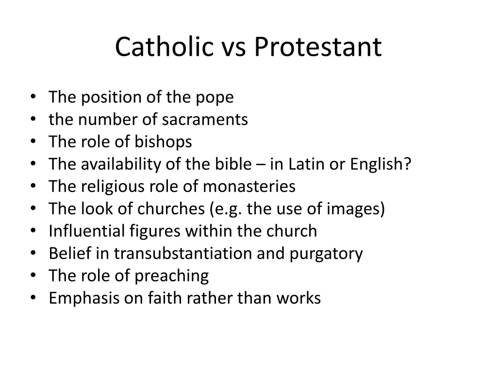 catholic vs protestant