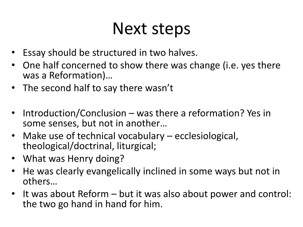 next steps