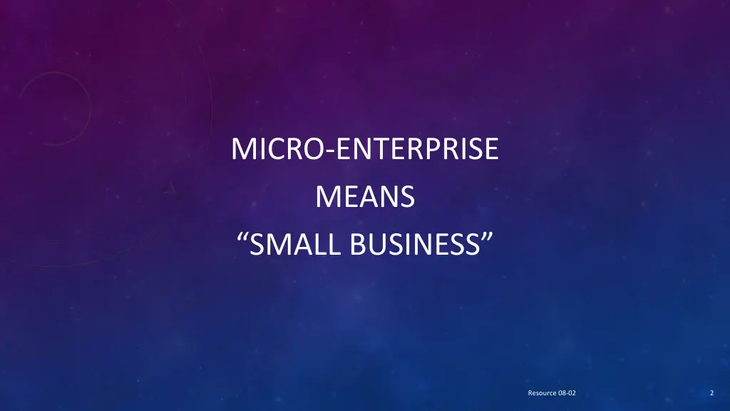 micro enterprise means small business