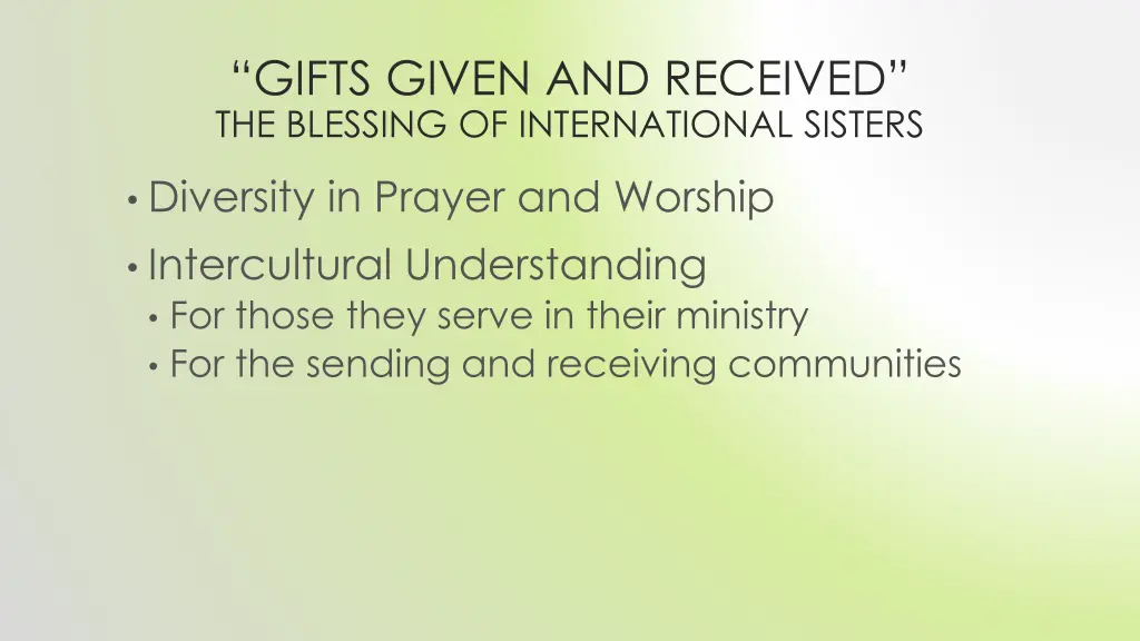 gifts given and received the blessing
