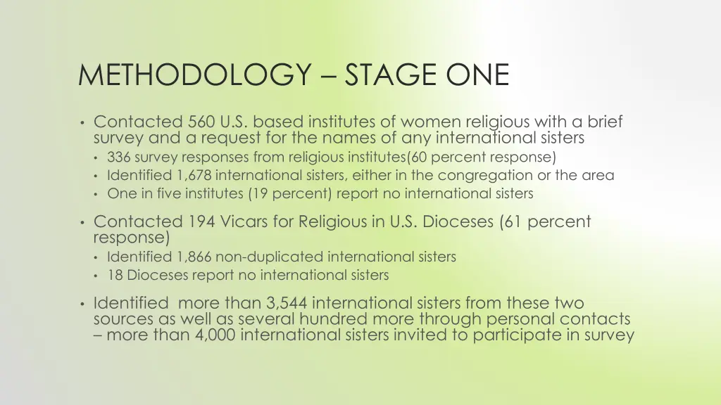 methodology stage one
