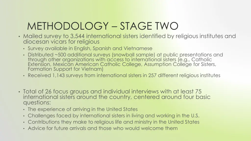 methodology stage two mailed survey