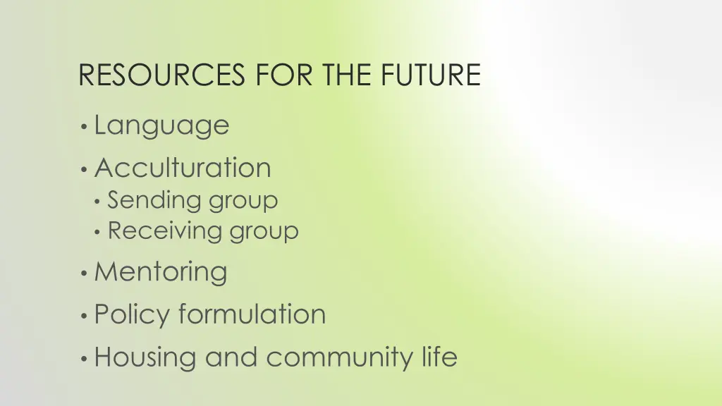 resources for the future