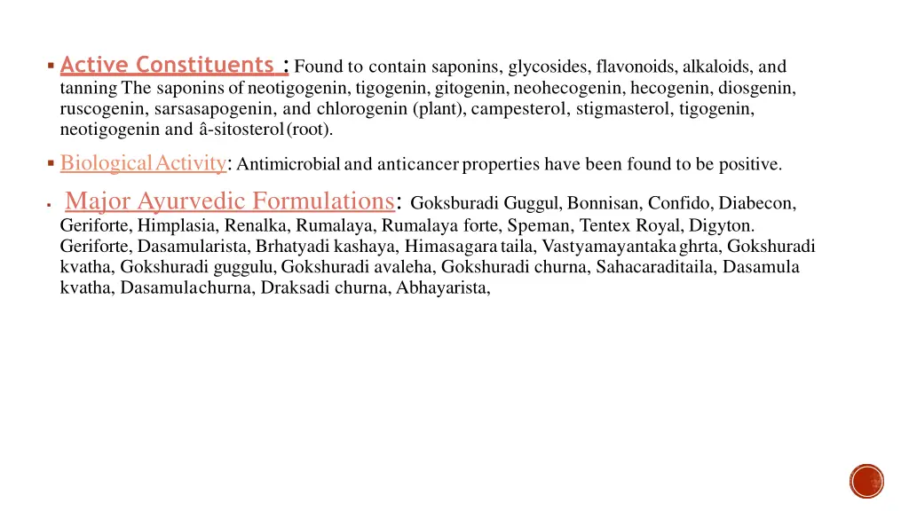 active constituents found to contain saponins