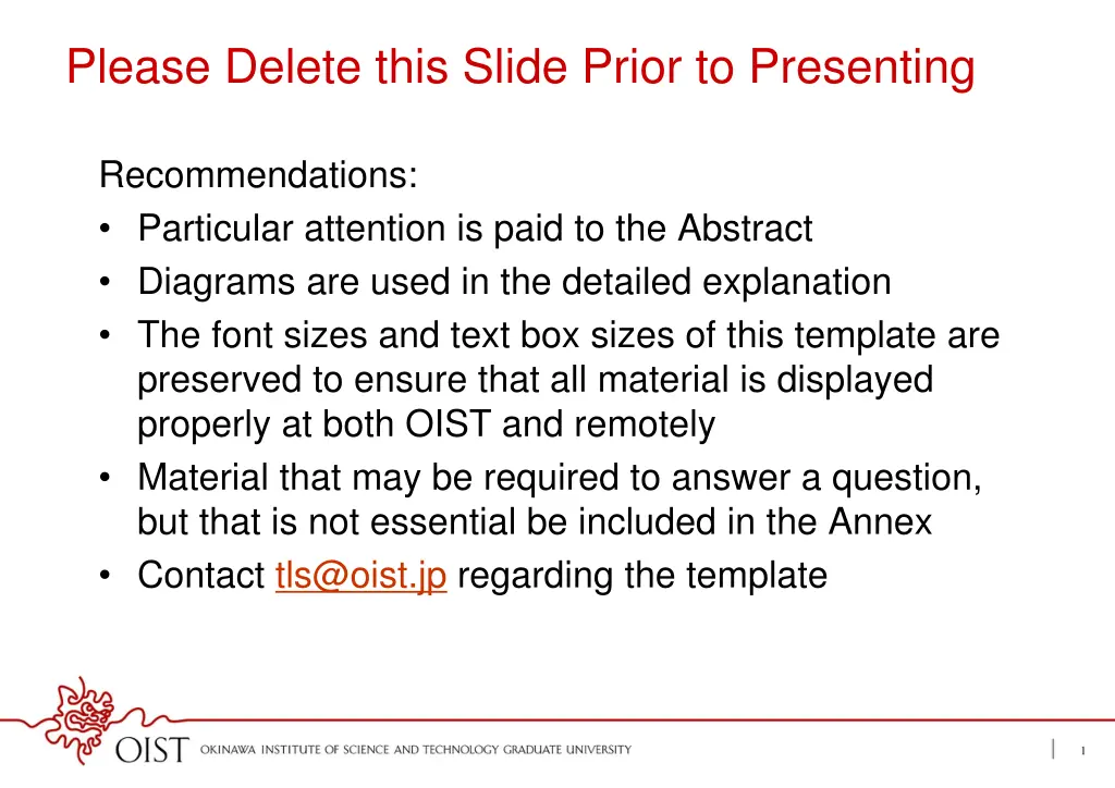 please delete this slide prior to presenting