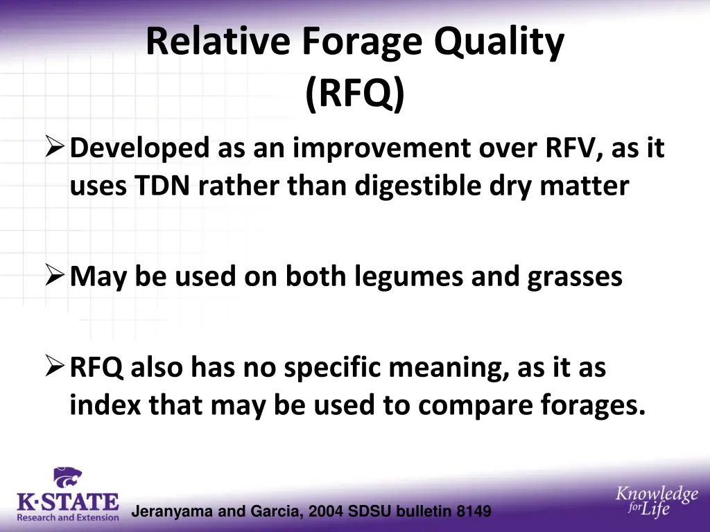 relative forage quality rfq developed