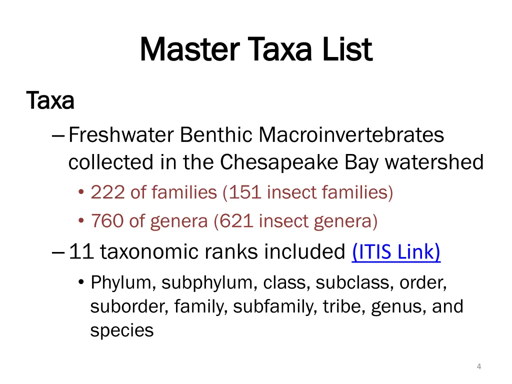 master taxa list master taxa list