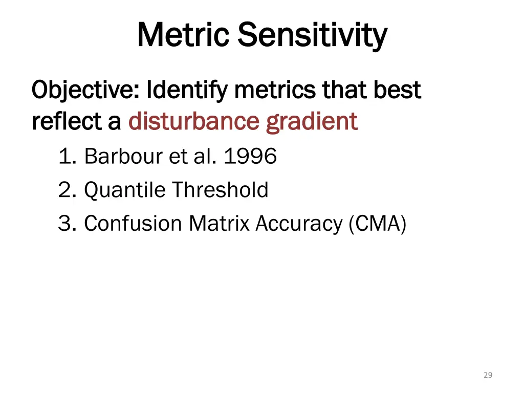 metric sensitivity metric sensitivity