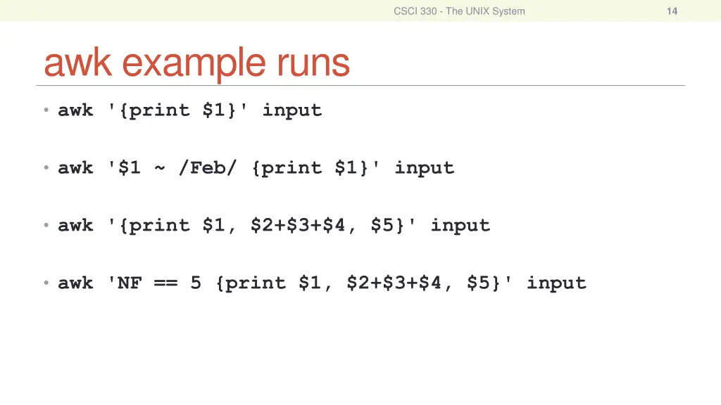 csci 330 the unix system 12
