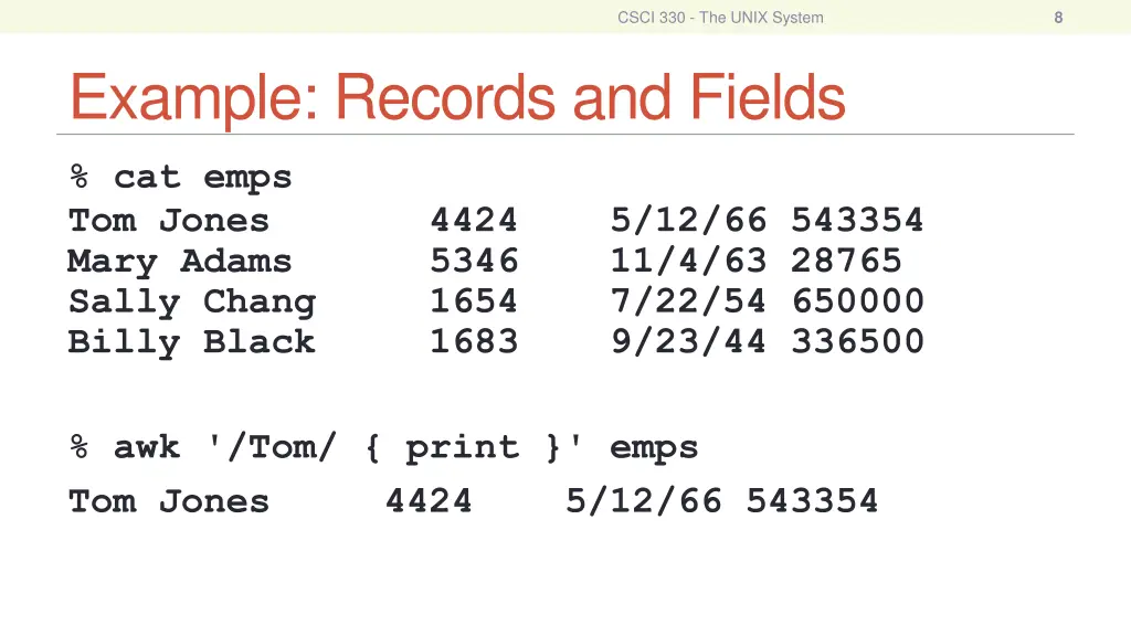 csci 330 the unix system 6