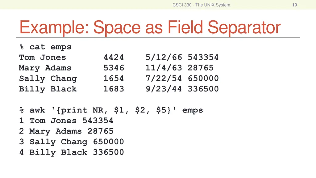 csci 330 the unix system 8