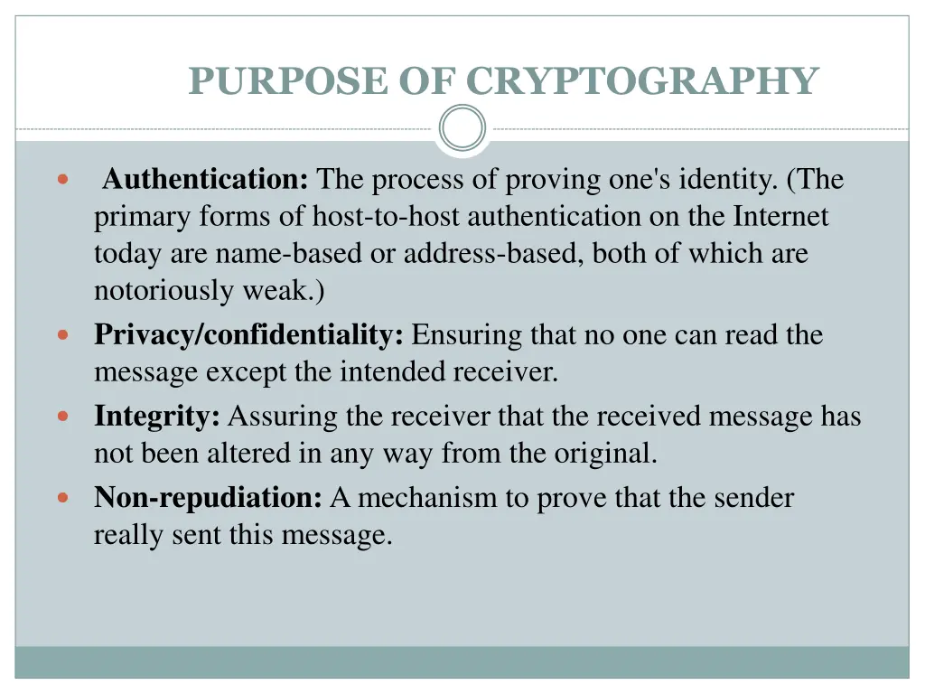 purpose of cryptography