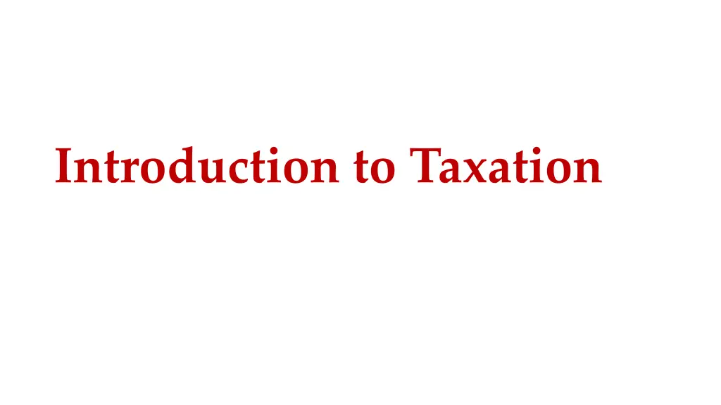 introduction to taxation