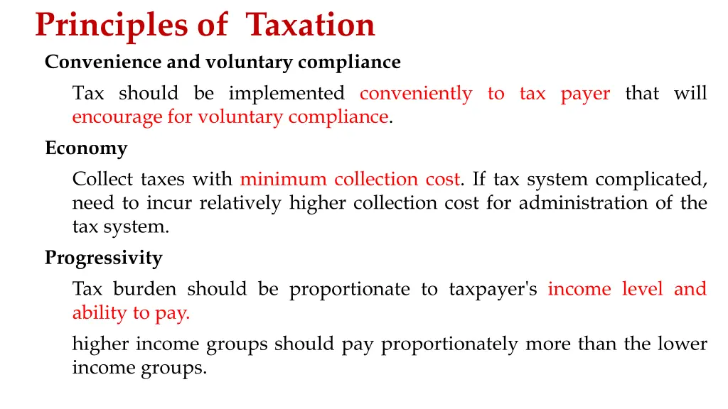 principles of taxation convenience and voluntary
