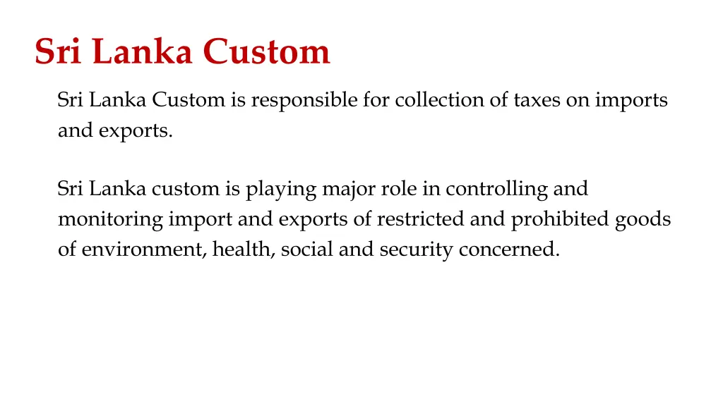 sri lanka custom