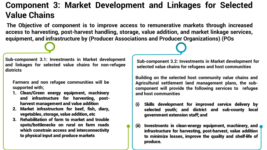 component 3 market development and linkages