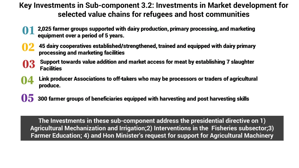 key investments in sub component 3 2 investments