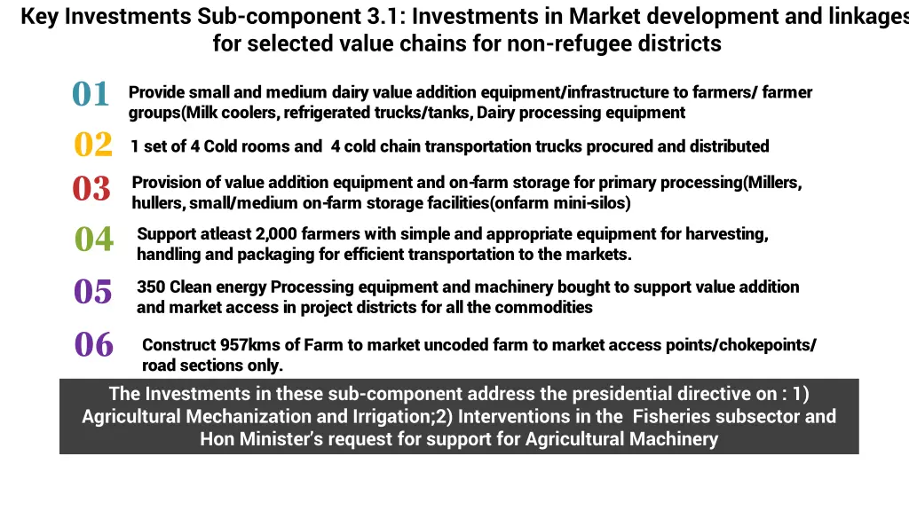 key investments sub component 3 1 investments