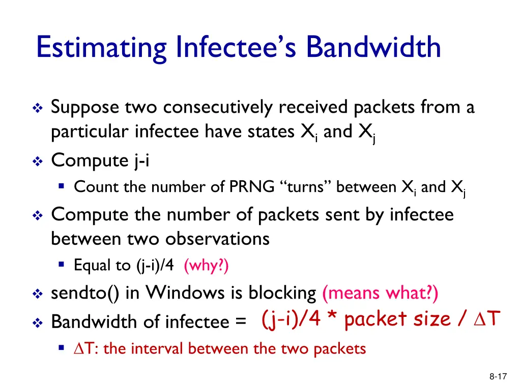 estimating infectee s bandwidth
