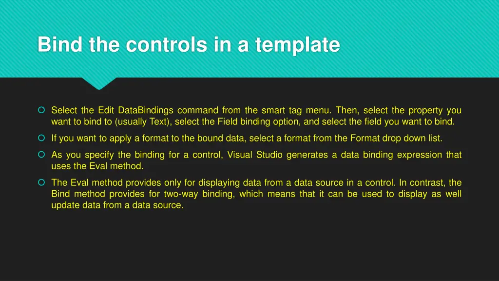 bind the controls in a template