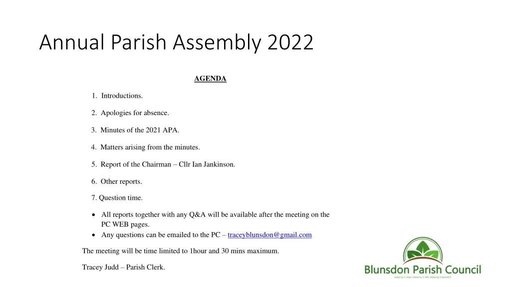 annual parish assembly 2022