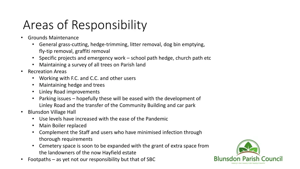 areas of responsibility grounds maintenance