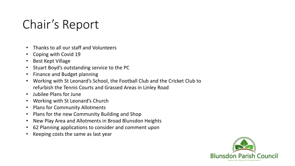 chair s report