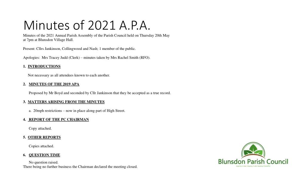 minutes of 2021 a p a minutes of the 2021 annual