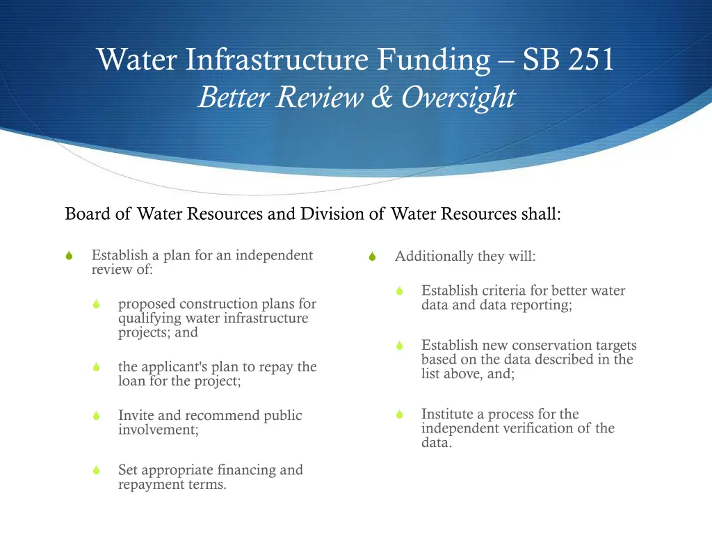 water infrastructure funding sb 251 better review