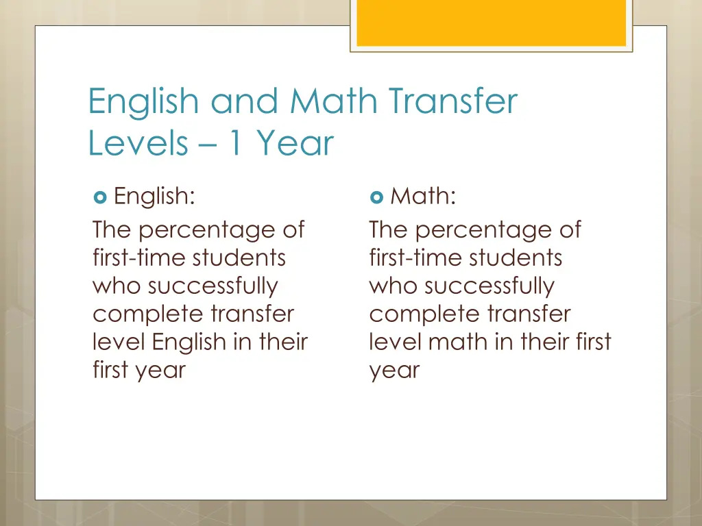 english and math transfer levels 1 year