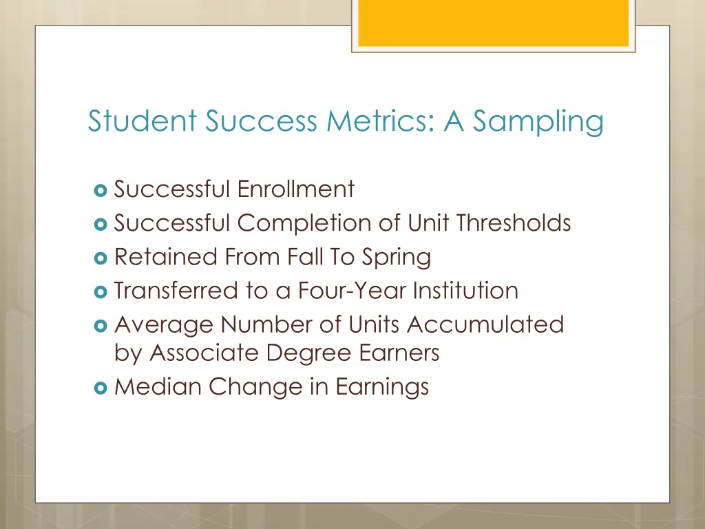 student success metrics a sampling