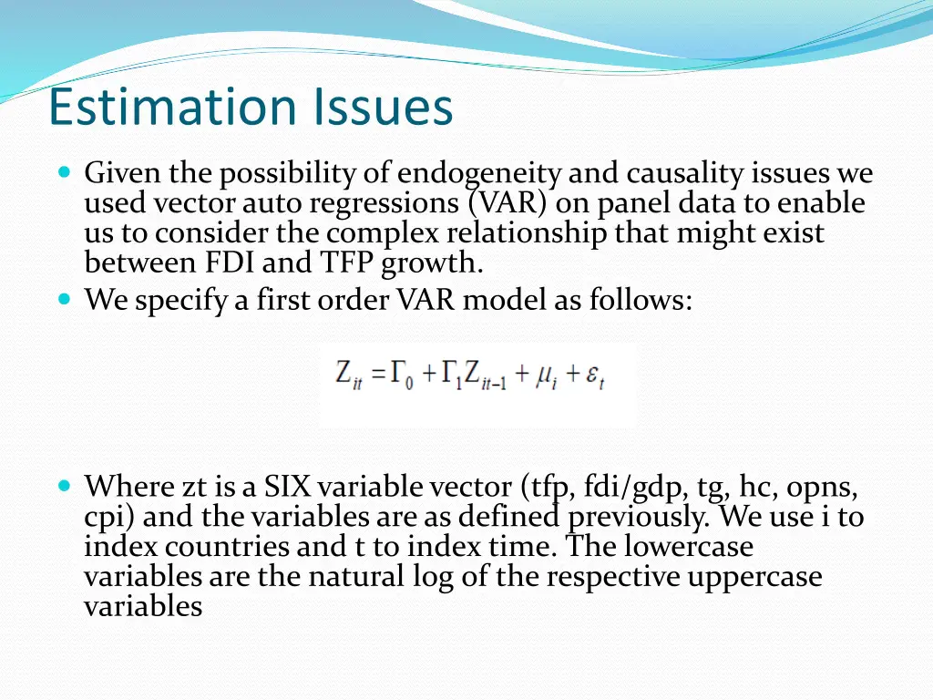 estimation issues