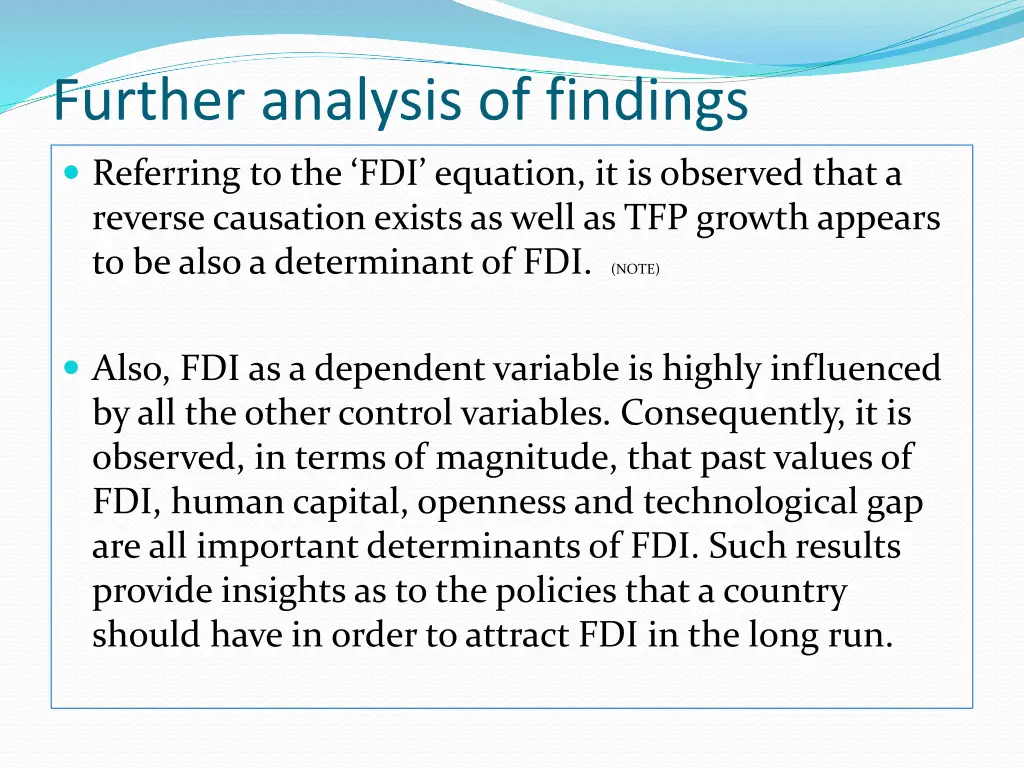 further analysis of findings