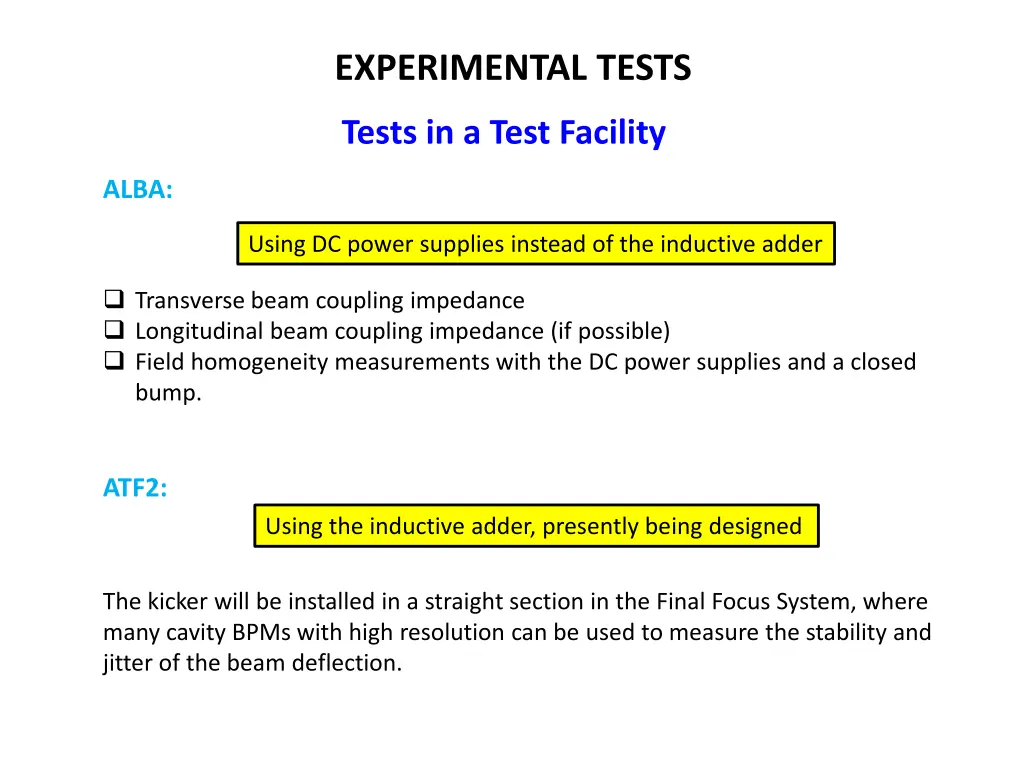 experimental tests 1