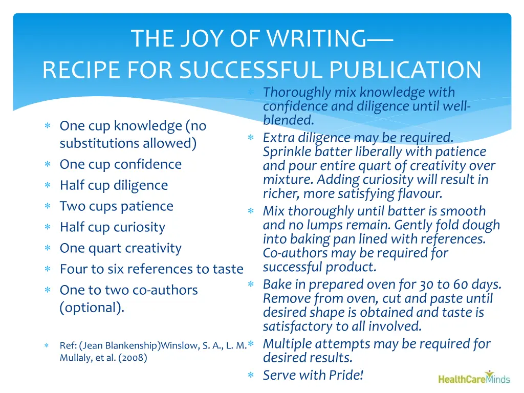 the joy of writing recipe for successful