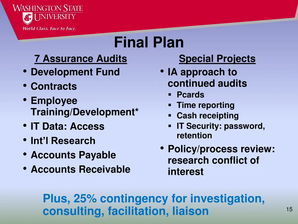 final plan
