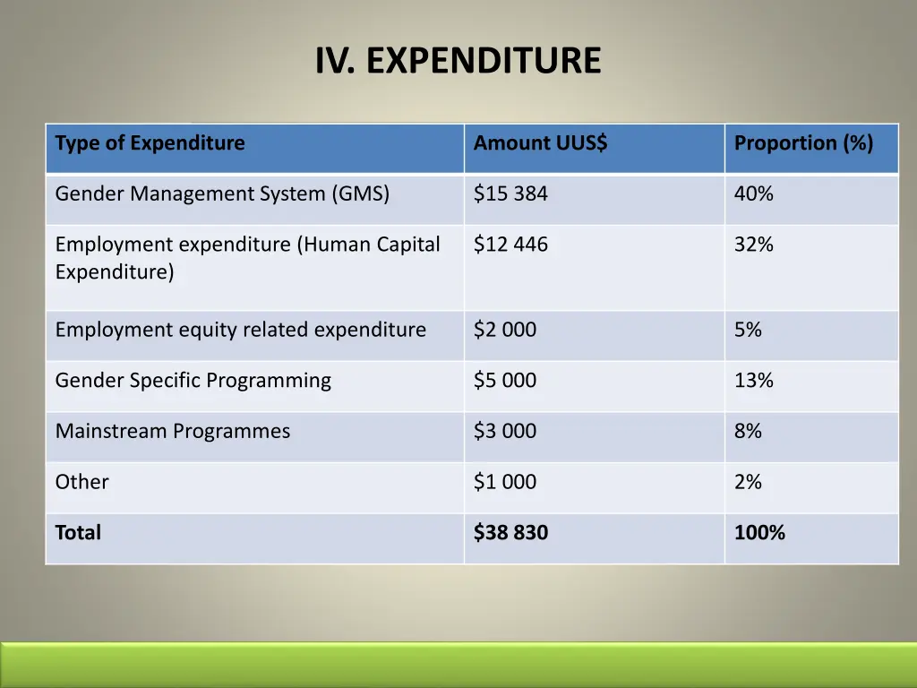 iv expenditure 1
