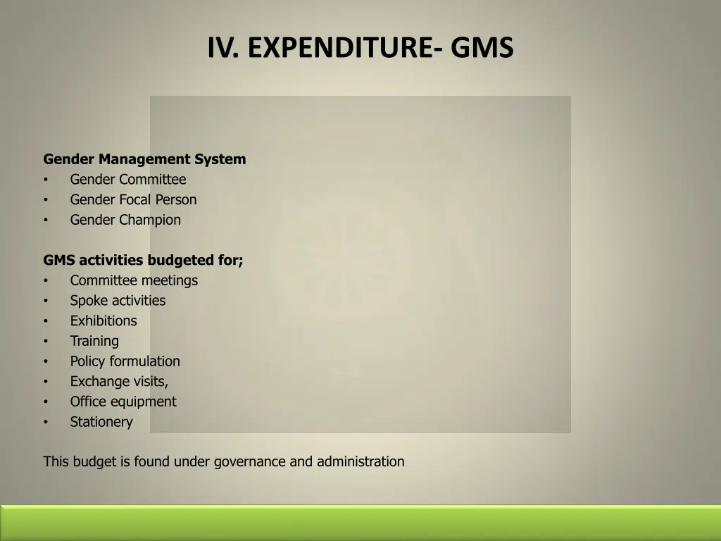 iv expenditure gms