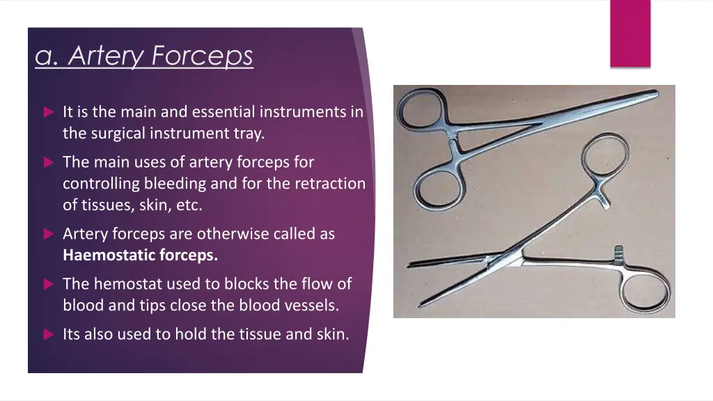 a artery forceps
