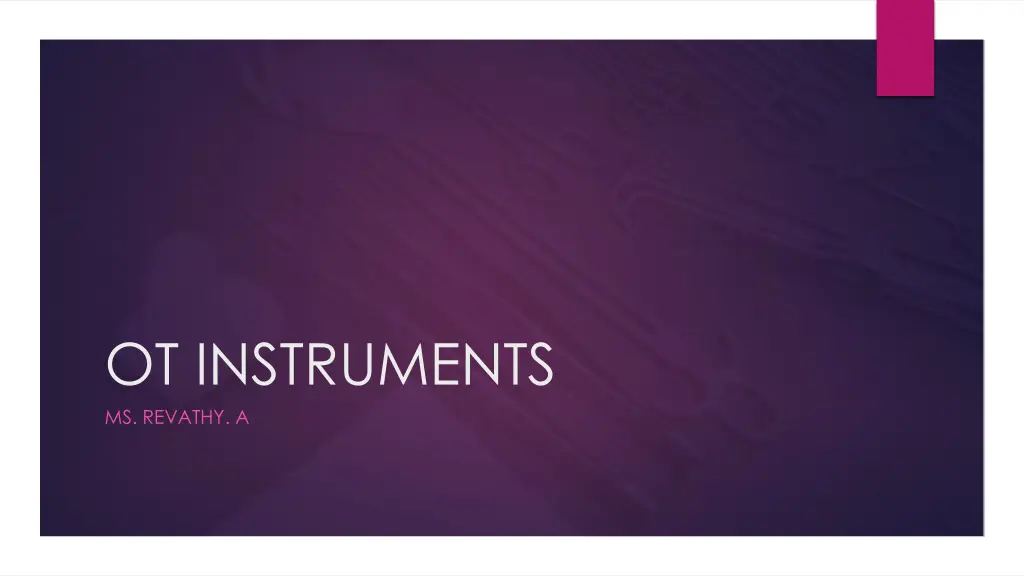 ot instruments ms revathy a
