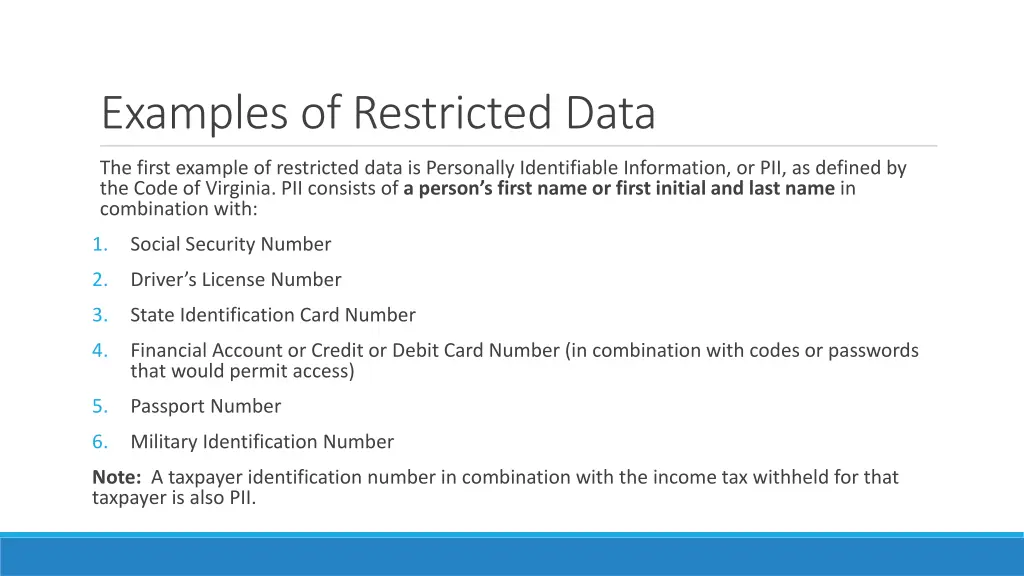 examples of restricted data