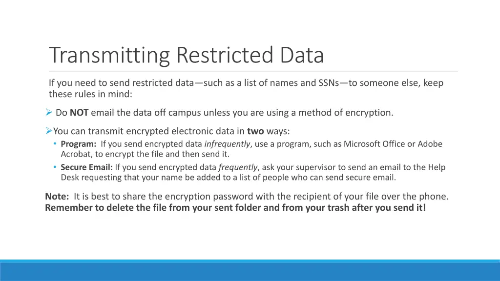 transmitting restricted data