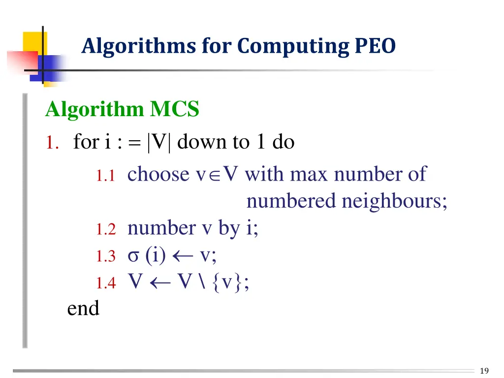 algorithms for computing peo