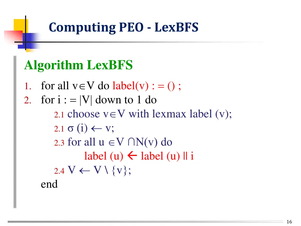 computing peo lexbfs