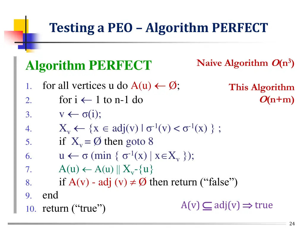 testing a peo algorithm perfect